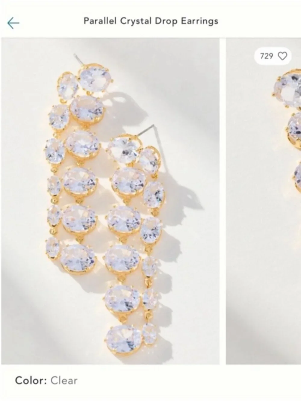 New! Anthropologie 14K Gold Crystal Drop Earrings (1044) NWT